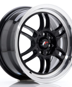 JR Wheels JR7 15x7 ET38 4x100/114 Gloss Black w/Machined Lip